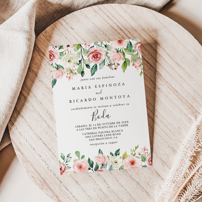 Elegant Dainty Autumn Floral Spanish Wedding Invitation (Creator Uploaded)