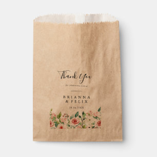 Elegant Dainty Autumn Floral Thank You Wedding Favour Bags