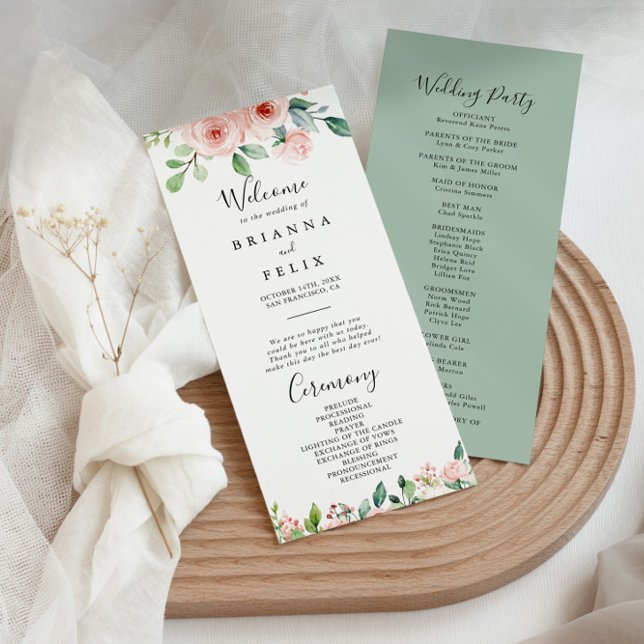 Elegant Dainty Autumn Floral Wedding Program Programme (Creator Uploaded)