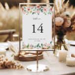 Elegant Dainty Autumn Floral Wedding Table Number<br><div class="desc">This elegant dainty autumn wedding table number is perfect for a modern wedding. The design features illustrated pink, blush and white roses, peonies with green foliage clustered into bouquets, accentuating the beautiful fall colours. This is a double sided table number. Add each table number you need to your cart individually....</div>