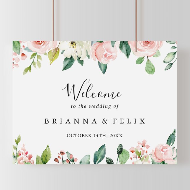 Elegant Dainty Autumn Floral Wedding Welcome Sign (Creator Uploaded)