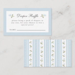 Elegant Dainty Floral Baby Boy Diaper Raffle Card
