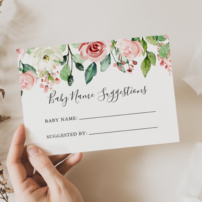 Elegant Dainty Floral Baby Name Suggestions Card (Creator Uploaded)