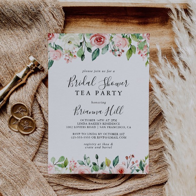 Elegant Dainty Floral Bridal Shower Tea Party Invitation (Creator Uploaded)