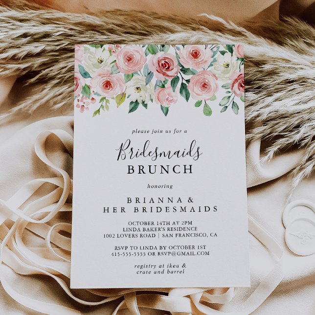 Elegant Dainty Floral Bridesmaids Brunch Shower Invitation (Creator Uploaded)