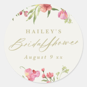elegant dainty floral spring wedding Bridal Shower Classic Round Sticker
