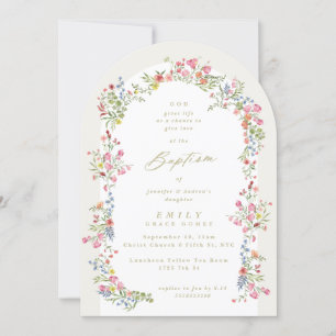 elegant dainty floral summer arch baptism invitation