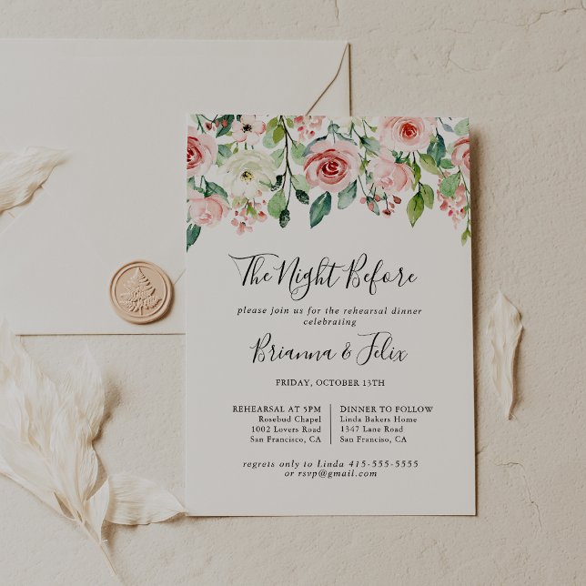 Elegant Dainty Night Before Rehearsal Dinner Invitation (Creator Uploaded)