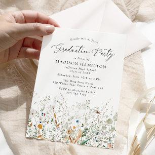 Elegant Dainty Wildflowers Graduation Party Invitation