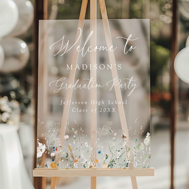Elegant Dainty Wildflowers Graduation Welcome Sign (Creator Uploaded)