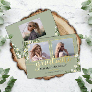Elegant Daisies 3 Photo Graduate Graduation Sage