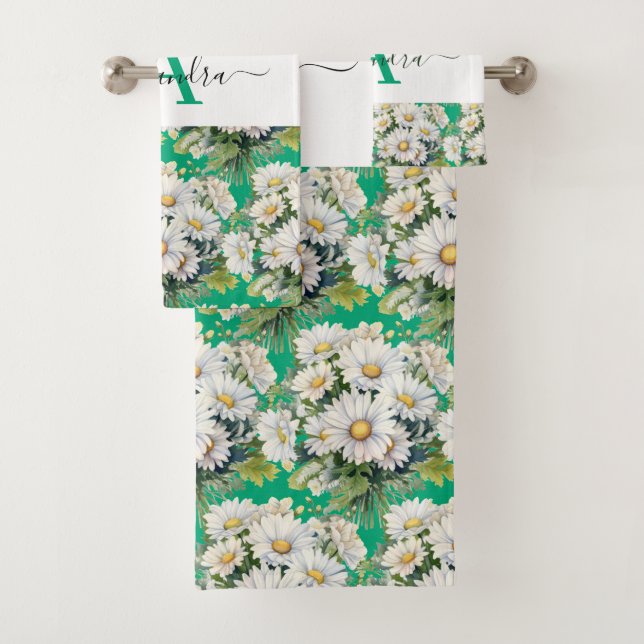 Elegant Daisies Daisy Floral Towel Set (Insitu)