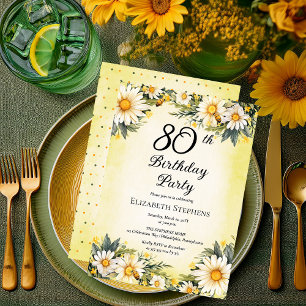 Elegant Daisies Garden Floral 80th Birthday Party Invitation