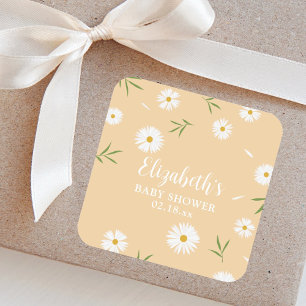 Elegant Daisies Gender Neutral Baby Shower Square Sticker