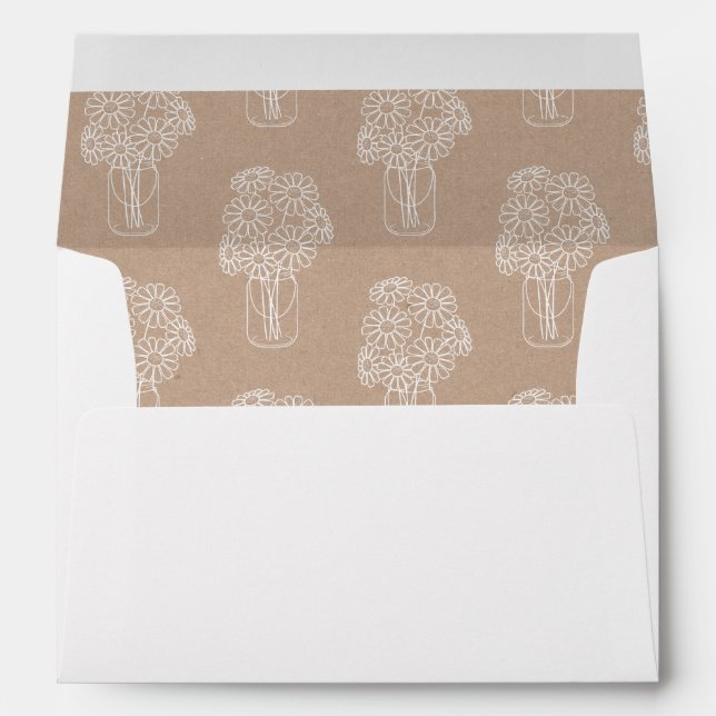 Elegant Daisies Mason Jar Floral Pattern Wedding Envelope (Back (Bottom))