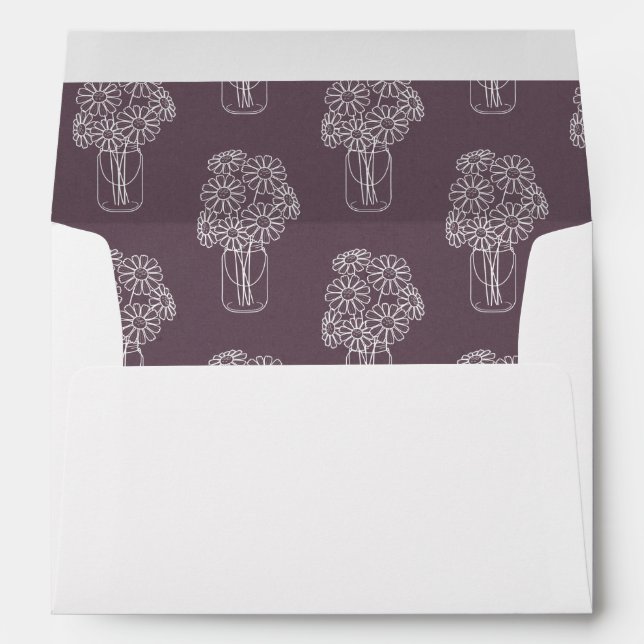 Elegant Daisies Mason Jar Floral Pattern Wedding Envelopes (Back (Bottom))