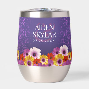Elegant Daisies with Purple Glitter Wedding