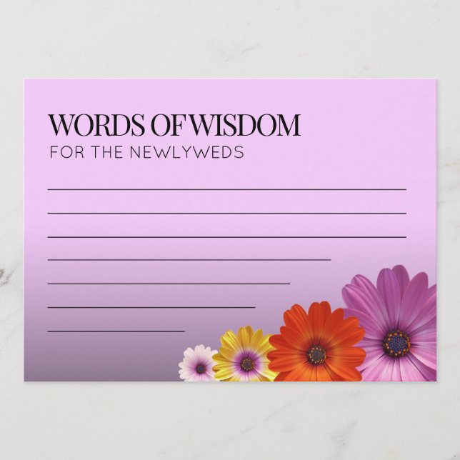 Elegant Daisies with Purple Glitter Wedding Programme (Front)