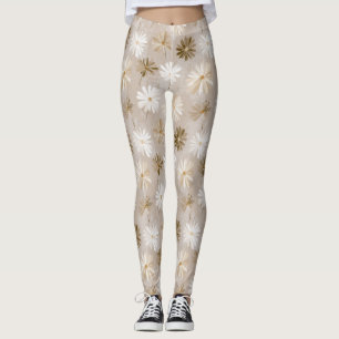 Elegant Daisy Accent Exercise Yoga Leggings