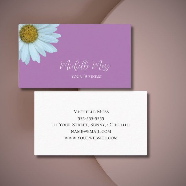 Elegant Daisy Bloom Botanical Lavender Purple  Business Card (Creator Uploaded)