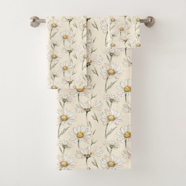 Elegant Daisy Delight  Bath Towel Set (Insitu)