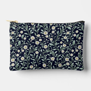 Elegant Daisy Floral Pattern on Dark Background Accessory Pouch