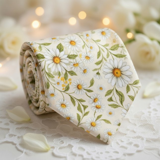 Elegant Daisy Floral Pattern Tie (Creator Uploaded)