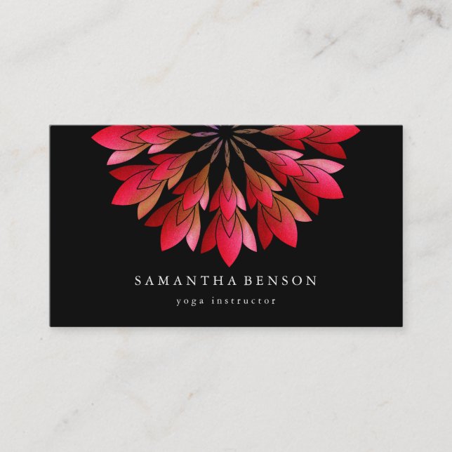 Elegant Daisy Flower Logo Yoga Business Card (Front)