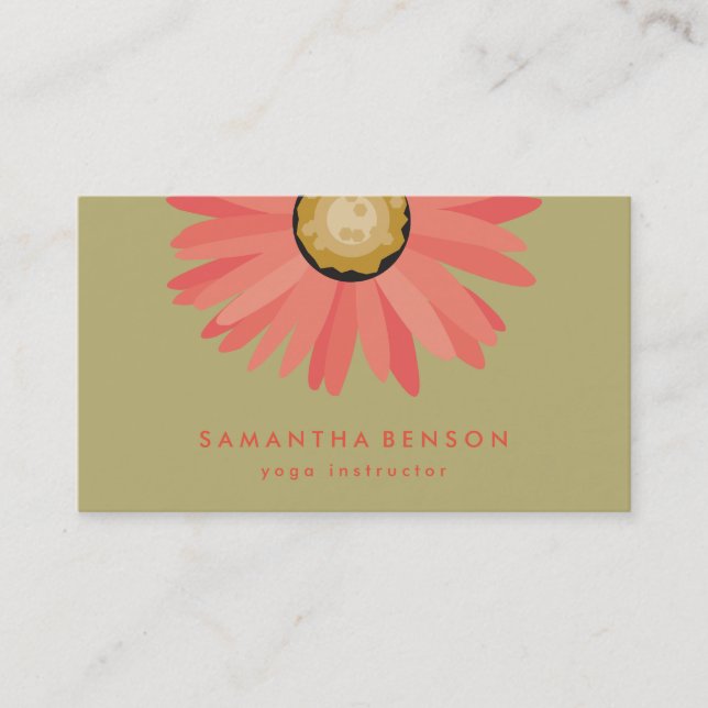 Elegant Daisy Flower Logo Yoga Business Card (Front)