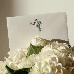 Elegant Daisy Flower Monogram Wedding  Rubber Stamp