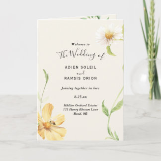 Elegant Daisy Folded Wedding Program Programme