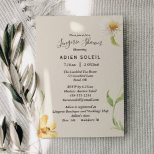 Elegant Daisy Lingerie Shower Invitation