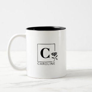 Elegant Daisy Monogram Mug – Personalized Keepsake