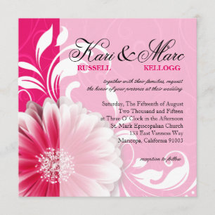 Elegant Daisy Scroll Flourish   fuchsia Invitation