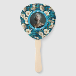 Elegant Daisy Surprise Birthday For Grandma Blue Hand Fan