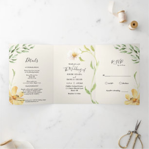 Elegant Daisy Trifold Invitation