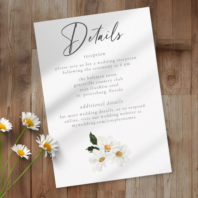 Elegant Daisy Watercolor Minimalist Wedding Enclosure Card (Elegant Daisy Watercolor Minimalist Wedding Enclosure Card)