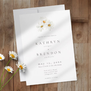 Elegant Daisy Watercolor Minimalist Wedding Invitation