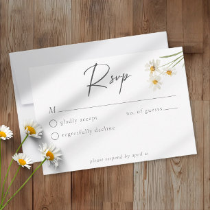 Elegant Daisy Watercolor Minimalist Wedding RSVP Card