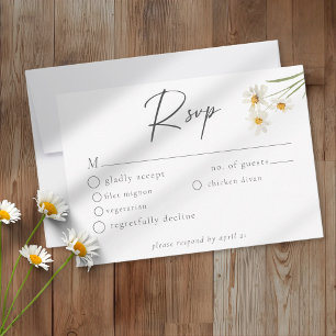 Elegant Daisy Watercolor Minimalist Wedding RSVP Card