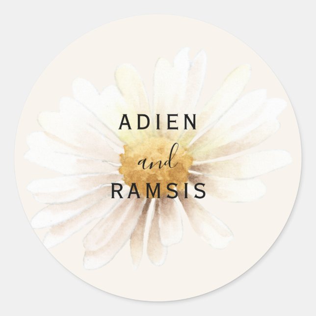 Elegant Daisy Wedding Sticker (Front)