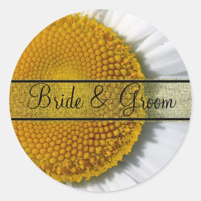 Elegant Daisy Wedding Stickers (Front)