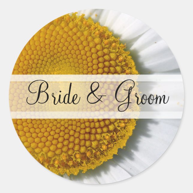 Elegant Daisy Wedding Stickers (Front)