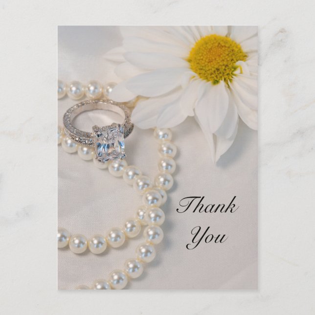 Elegant Daisy Wedding Thank You Postcard (Front)