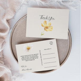 Elegant Daisy Wedding Thank You Postcard