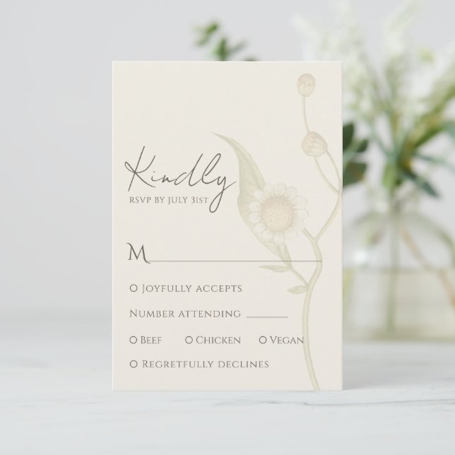 Elegant Daisy Wildflower RSVP Response Card (Standing Front)