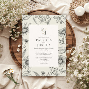 Elegant Daisy Wildflower Wedding Invitation