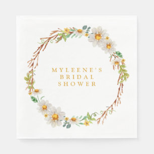 Elegant Daisy Wreath Bridal Shower Napkin