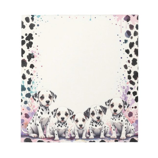 Elegant Dalmatian Dogs Whimsical Notepad (Front)
