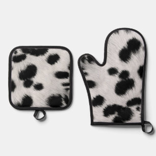 Elegant Dalmatian Faux Fur Pattern Poster Oven Mitt & Pot Holder Set